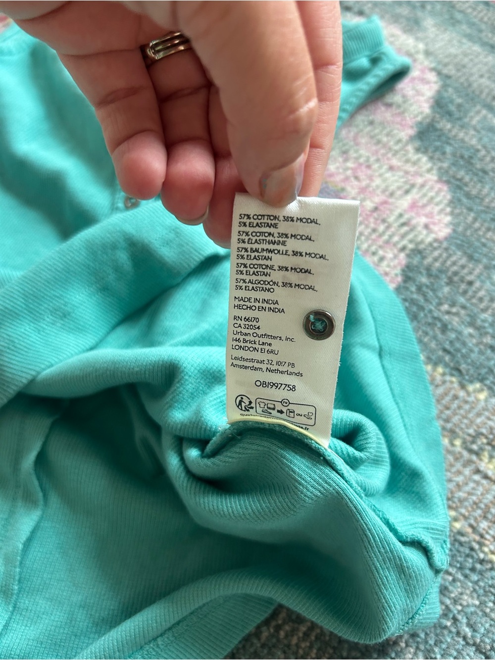 Pilcro Sleeveless Henley Ribbed Tank Top in Teal - Picture 5 of 6